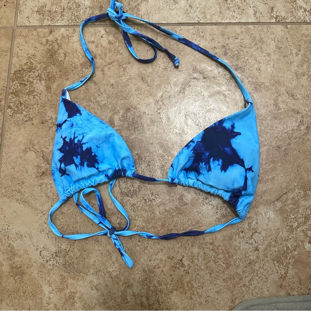 Blue tie dye bikini top